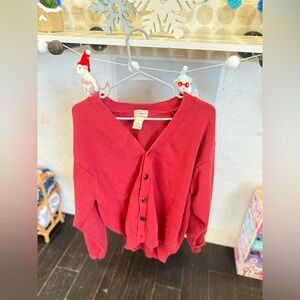 Vintage L.L. Bean Size Large Red Cardigan!